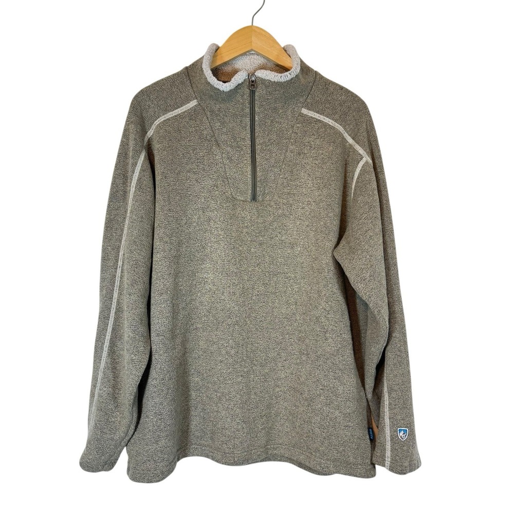 Kuhl Europa 1/4 Zip Fleece Sweater Size XL Pullover Sherpa Alfpaca Tan Jacket